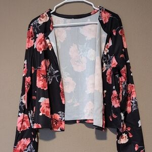 Floral Black and Pink Cardigan
